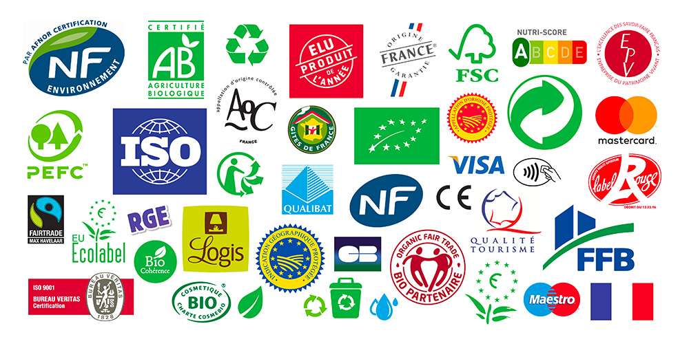l’image montre un panel de labels écologiques officiels